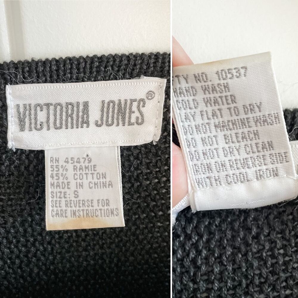 Victoria Jones vintage 90s sequin neckline loose knit dolman sweater size S - Picture 6 of 7